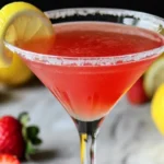 Refreshing Strawberry Lemon Drop Martini in a Crystal Glass