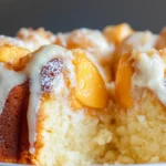 Decadent Cream Cheese Peach Cobbler Pound Cake Slice
