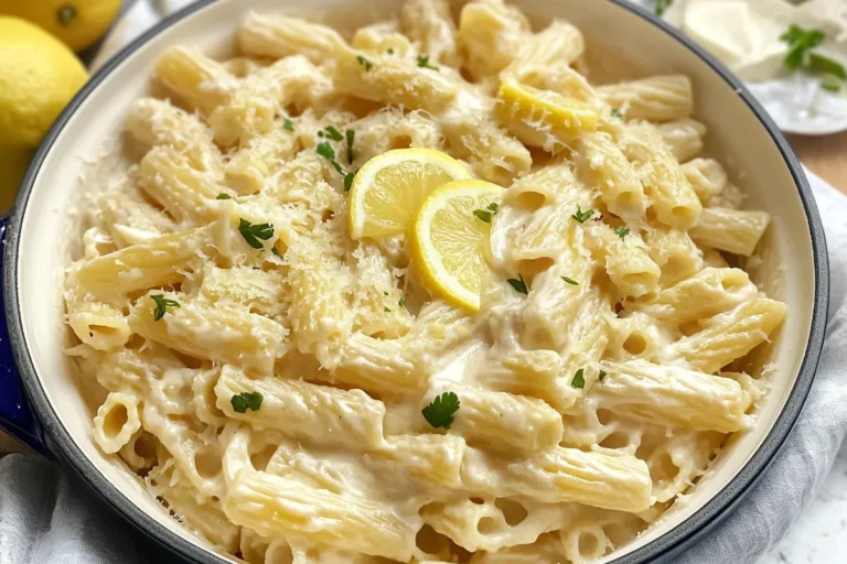 Creamy Lemon Boursin Pasta close-up with lemon zest and herbs
