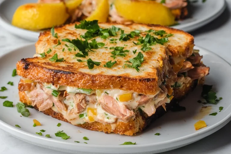 Savory Air Fryer Tuna Melt on Plate