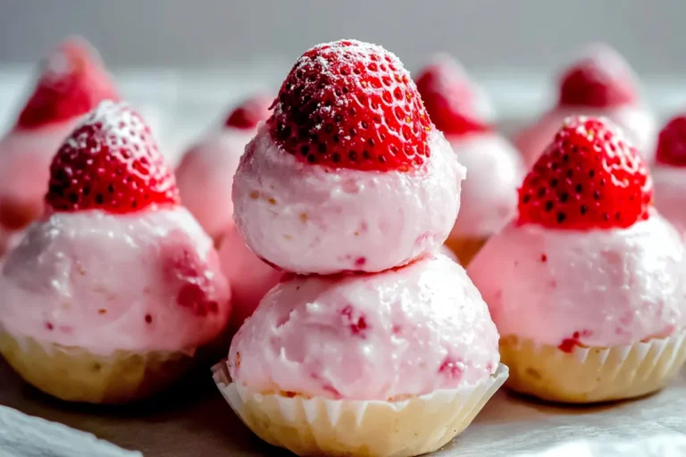 Decadent Keto Strawberry Cheesecake Fat Bombs on a Plate