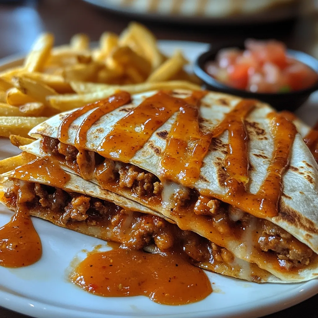 Quesadilla topped with Taco Bell quesadilla sauce