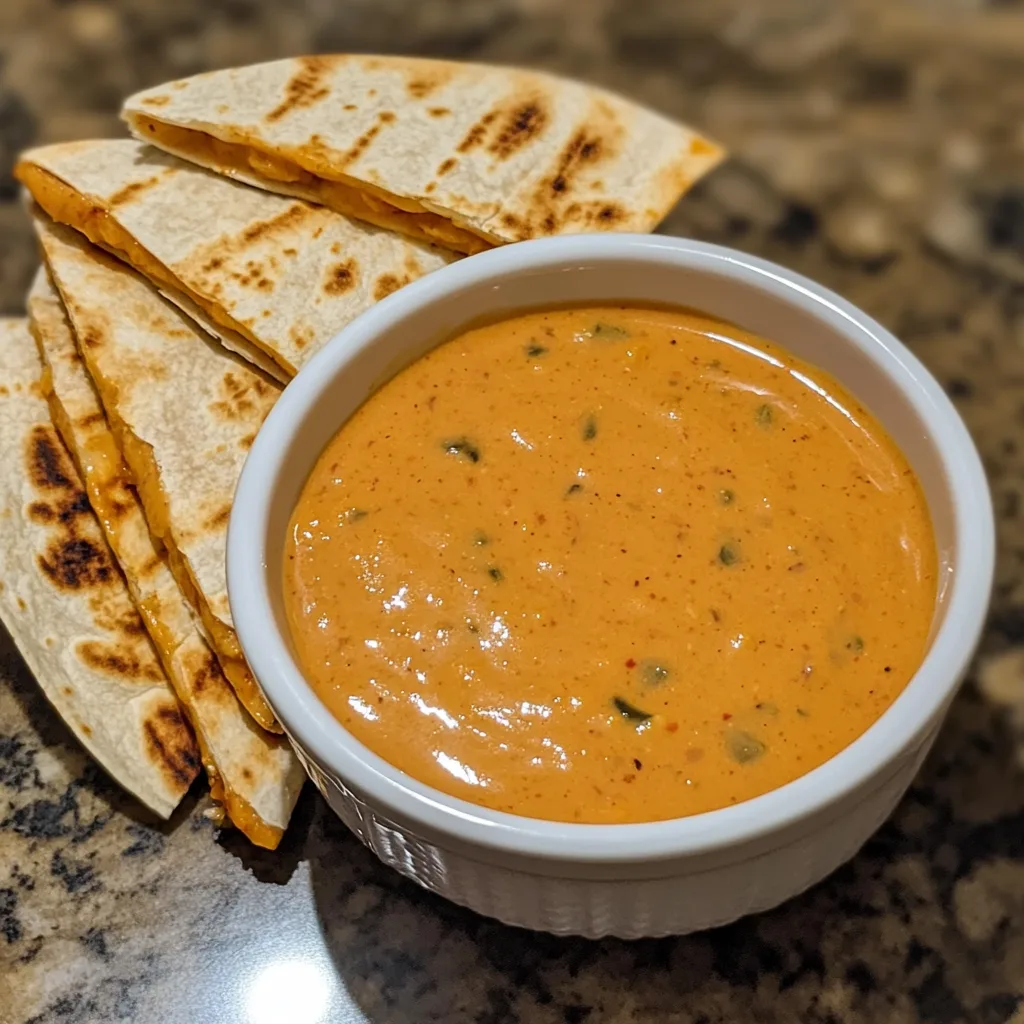 Taco Bell quesadilla sauce with jalapeños in a bowl