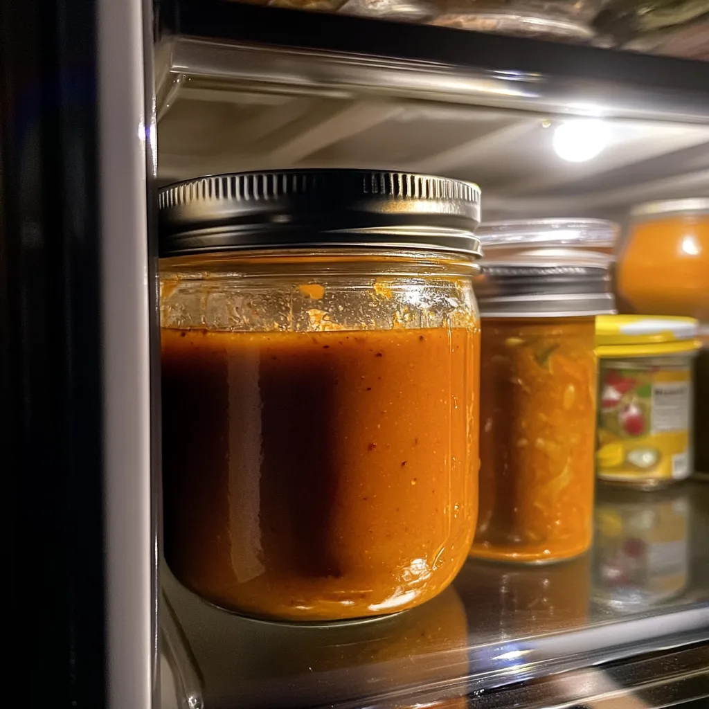Labeled jar of Taco Bell quesadilla sauce in refrigerator